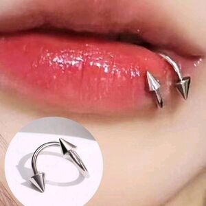 Hot Topic 1pc Stainless Steel Conical Lip Ring Piercing Jewelry For Women
